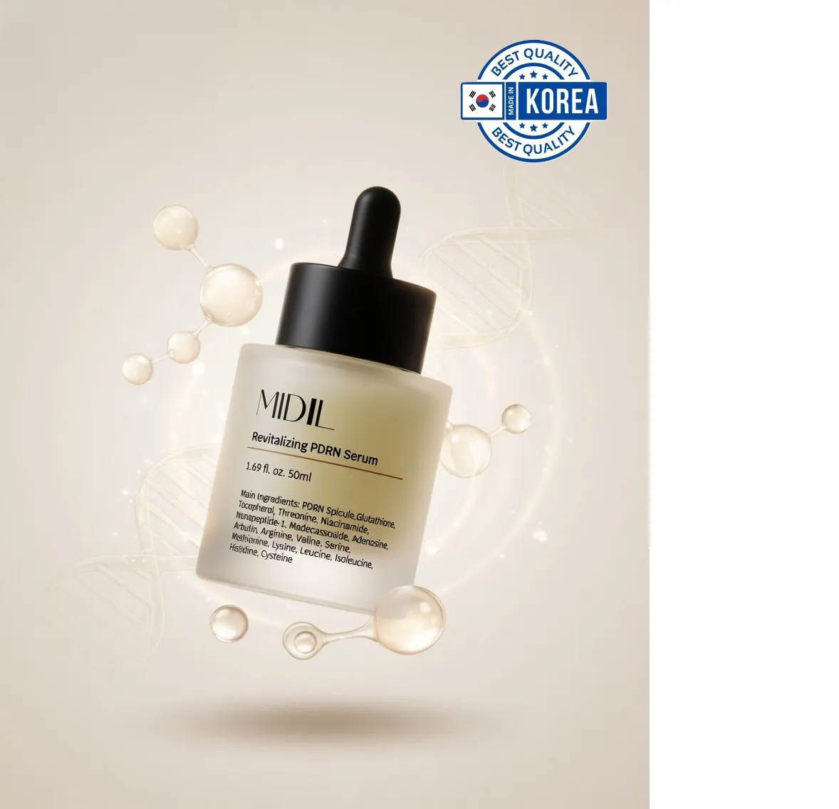 Ser coreean pentru regenerare celulara si anti-aging Midil PDRN-Tech Spic, 50ml, prezentare