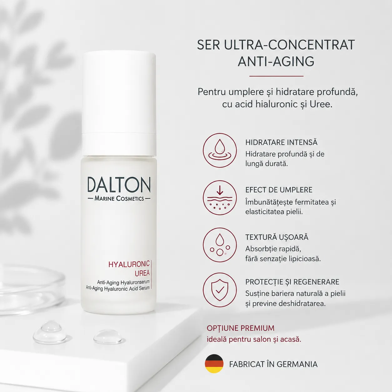 Ser anti-aging cu acid hialuronic și Uree - Dalton Hyaluronic Urea, 30ml