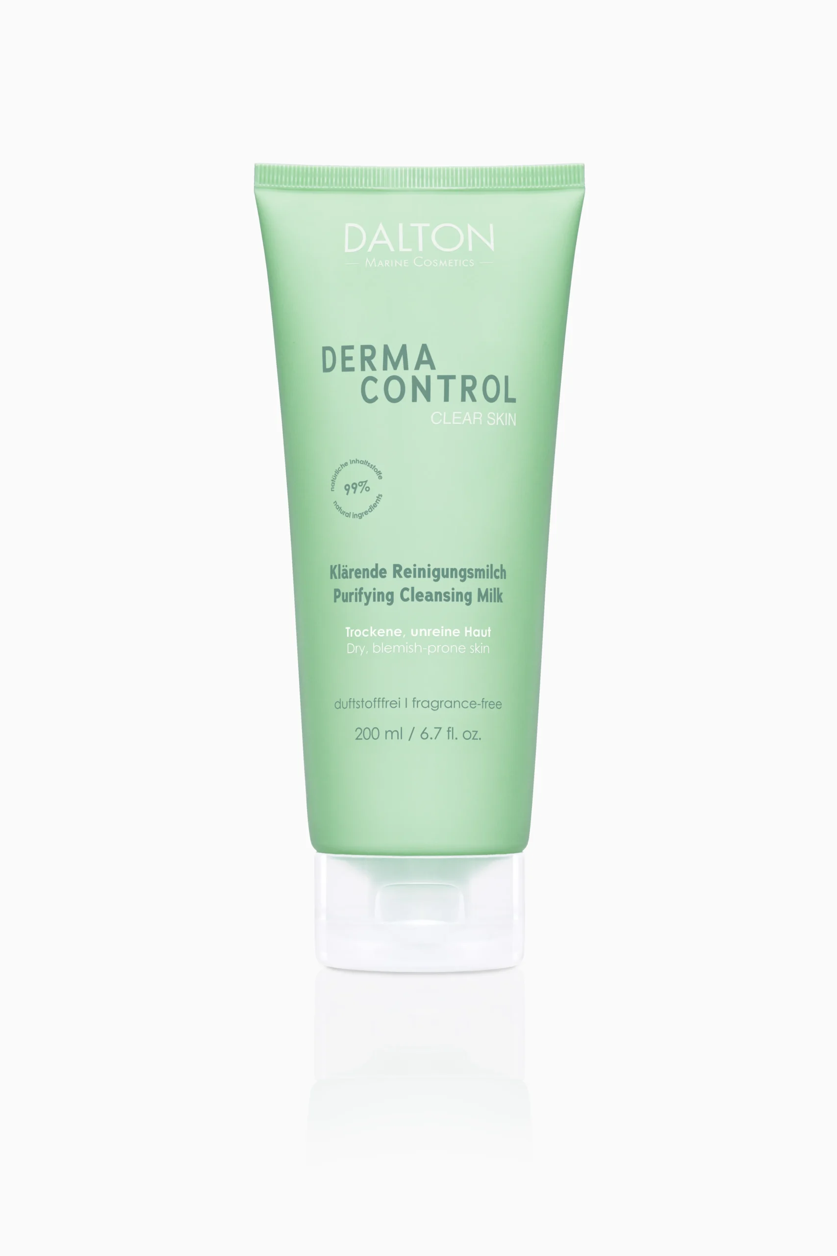 Lapte demachiant purificator pentru curățarea tenului uscat predispus la coșuri și acnee cosmetice marine Dalton Cosmetics Derma Dontrol, 200 ml