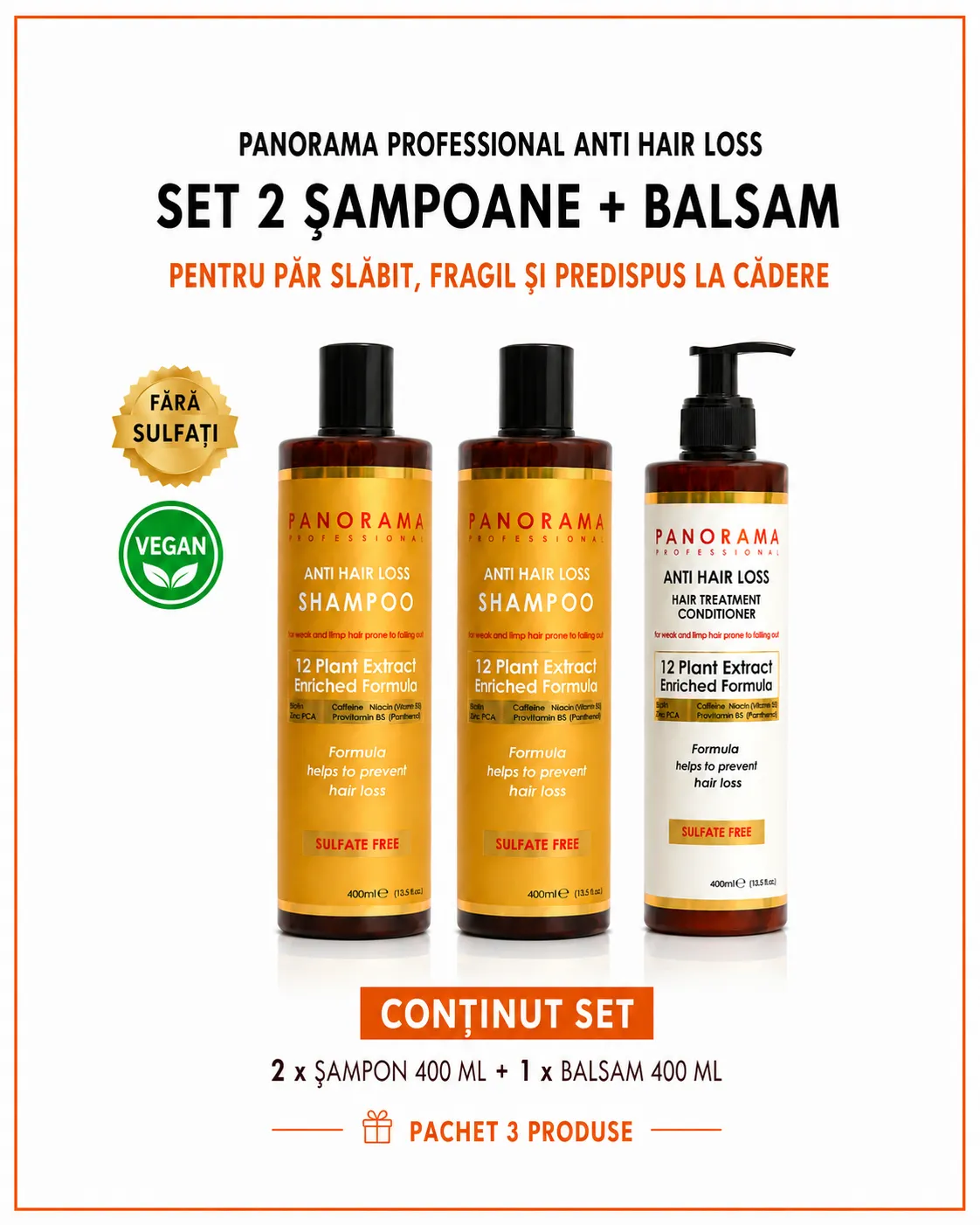 Set 2 sampoane si balsam de par anticadere Panorama Professional Anti Hair Loss