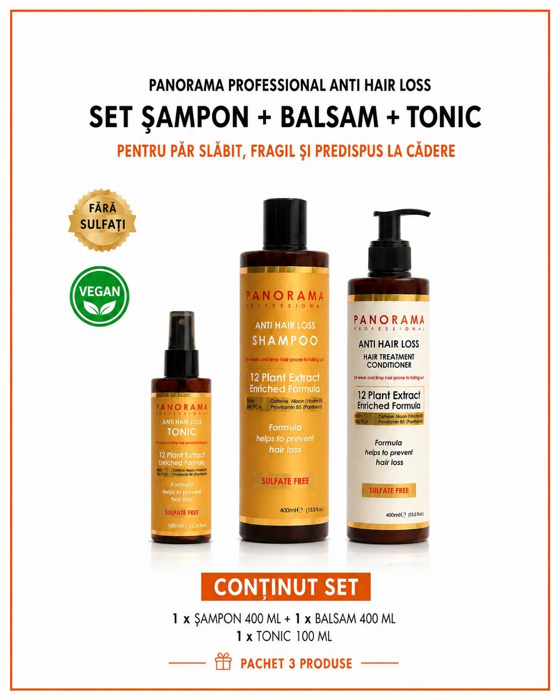 Set sampon balsam si ulei de par anticadere Panorama Professional Anti Hair Loss