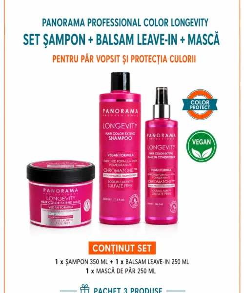 Set sampon balsam masca si leave-in protectia culorii par vopsit Panorama Professional Color Protect
