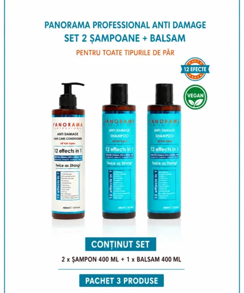 Set 2 sampoane si balsam de par anti-deteriorare Panorama Professional Anti Damage