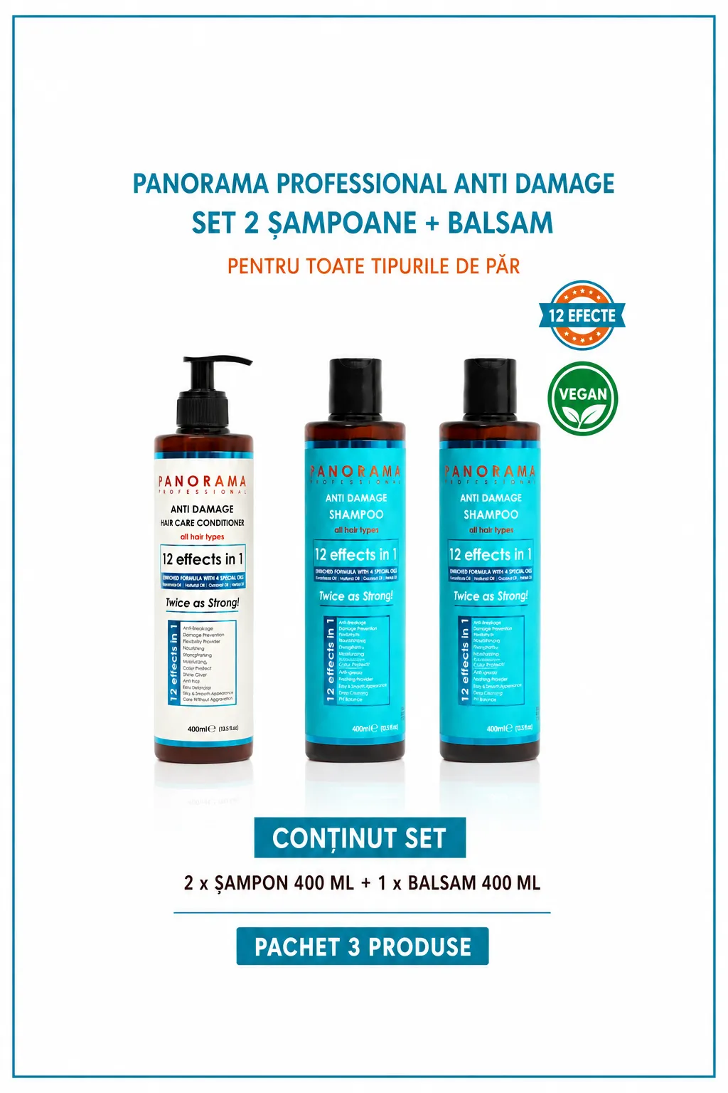 Set 2 sampoane si balsam de par anti-deteriorare Panorama Professional Anti Damage