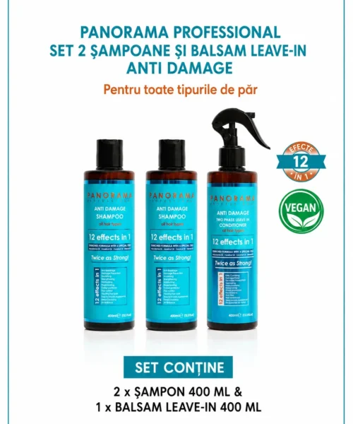Set 2 sampoane si balsam leave-in bifazic anti-deteriorare Panorama Professional Anti Damage