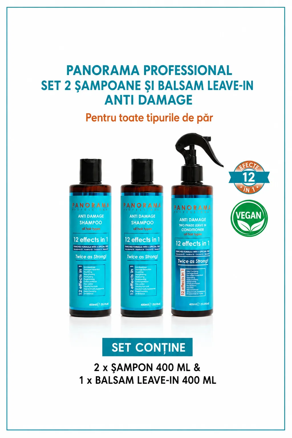 Set 2 sampoane si balsam leave-in bifazic anti-deteriorare Panorama Professional Anti Damage