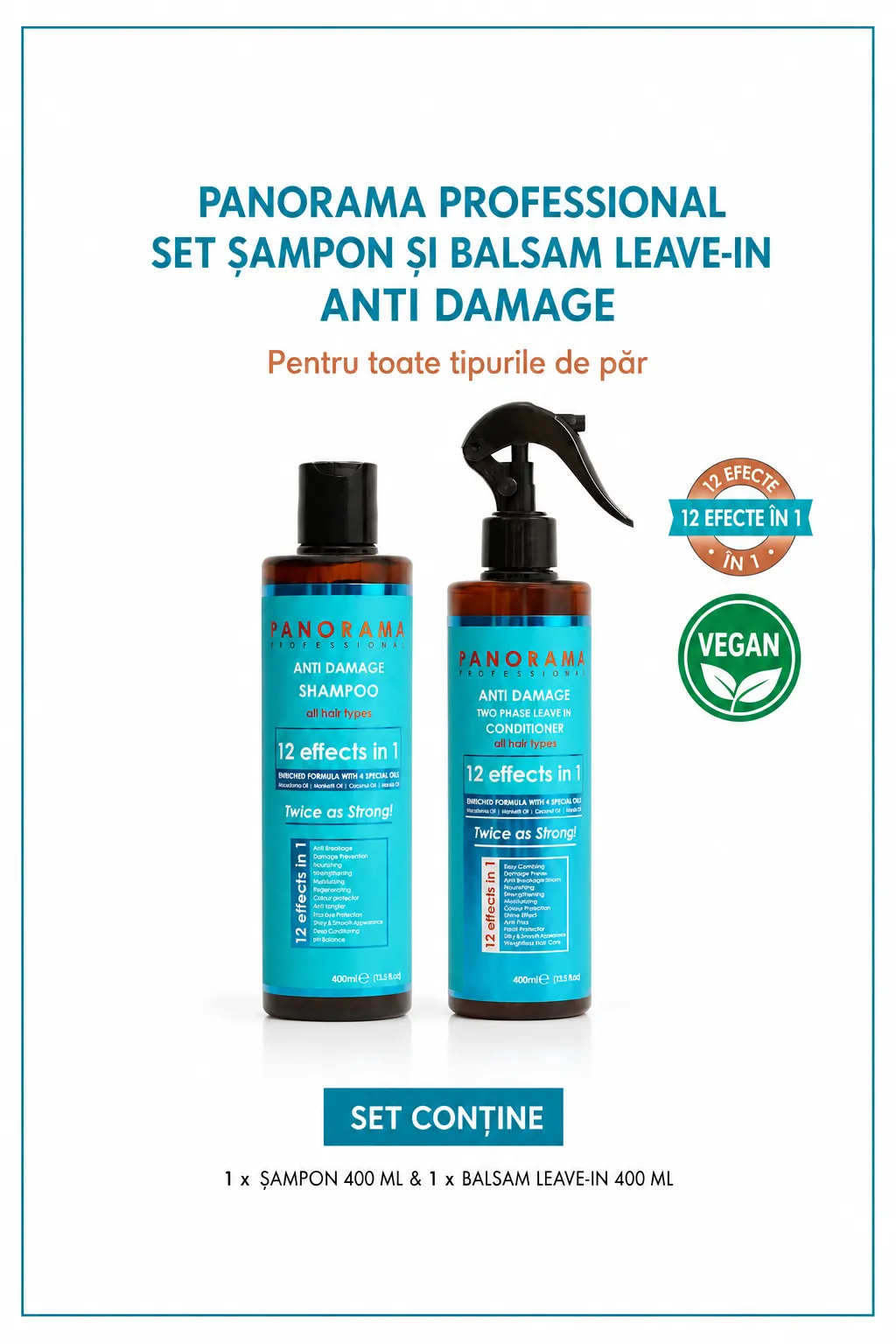 Set sampon si balsam leave-in anti-deteriorare Panorama Professional Anti Damage