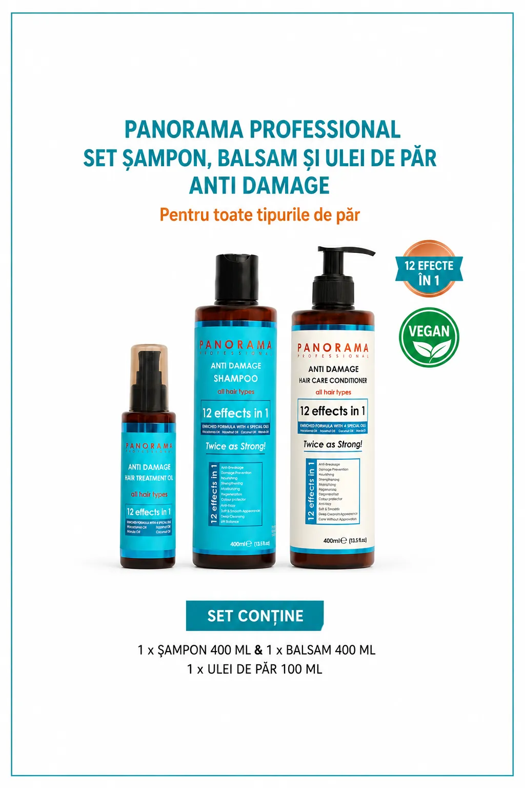 Set sampon balsam si ulei de par anti-deteriorare Panorama Professional Anti Damage