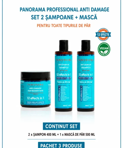 Set 2 sampone si masca de par anti-deteriorare Panorama Professional Anti Damage
