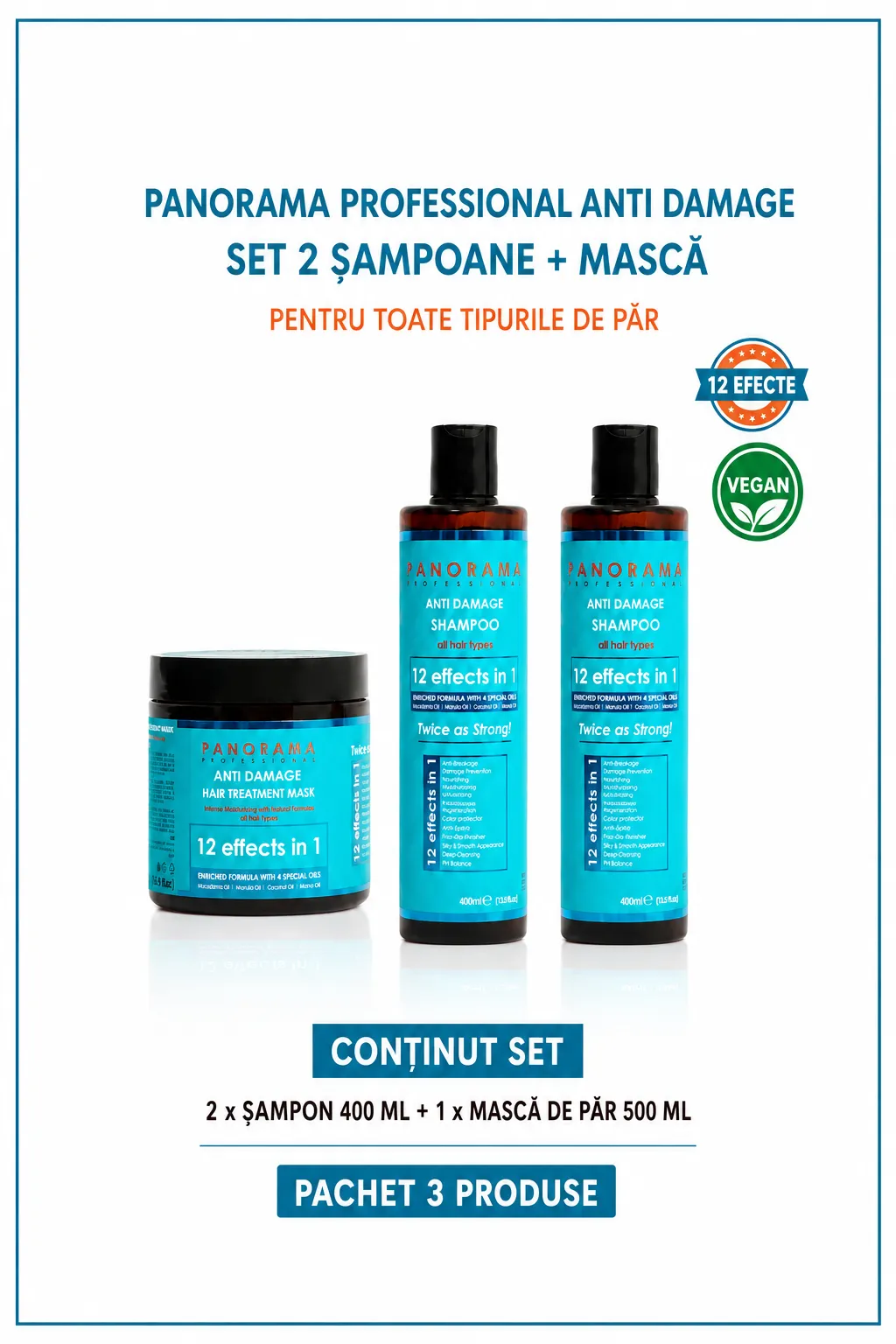 Set 2 sampone si masca de par anti-deteriorare Panorama Professional Anti Damage