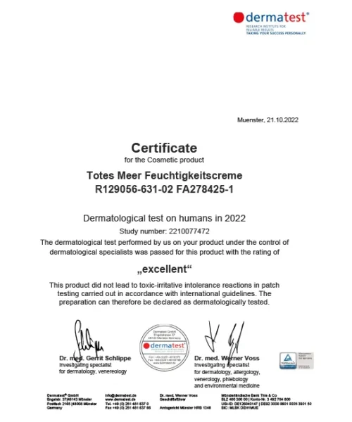 produs crema hidratanta cu sare de la marea moarta dalton mineral care med certificat